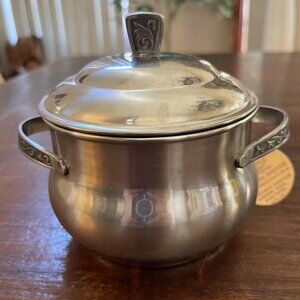 Serving Bowl w/Lid Monterey Holloware Stainless Steel VTG 1950's 5.5" - Japan